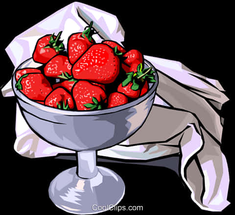 Bowlof Strawberries Illustration PNG