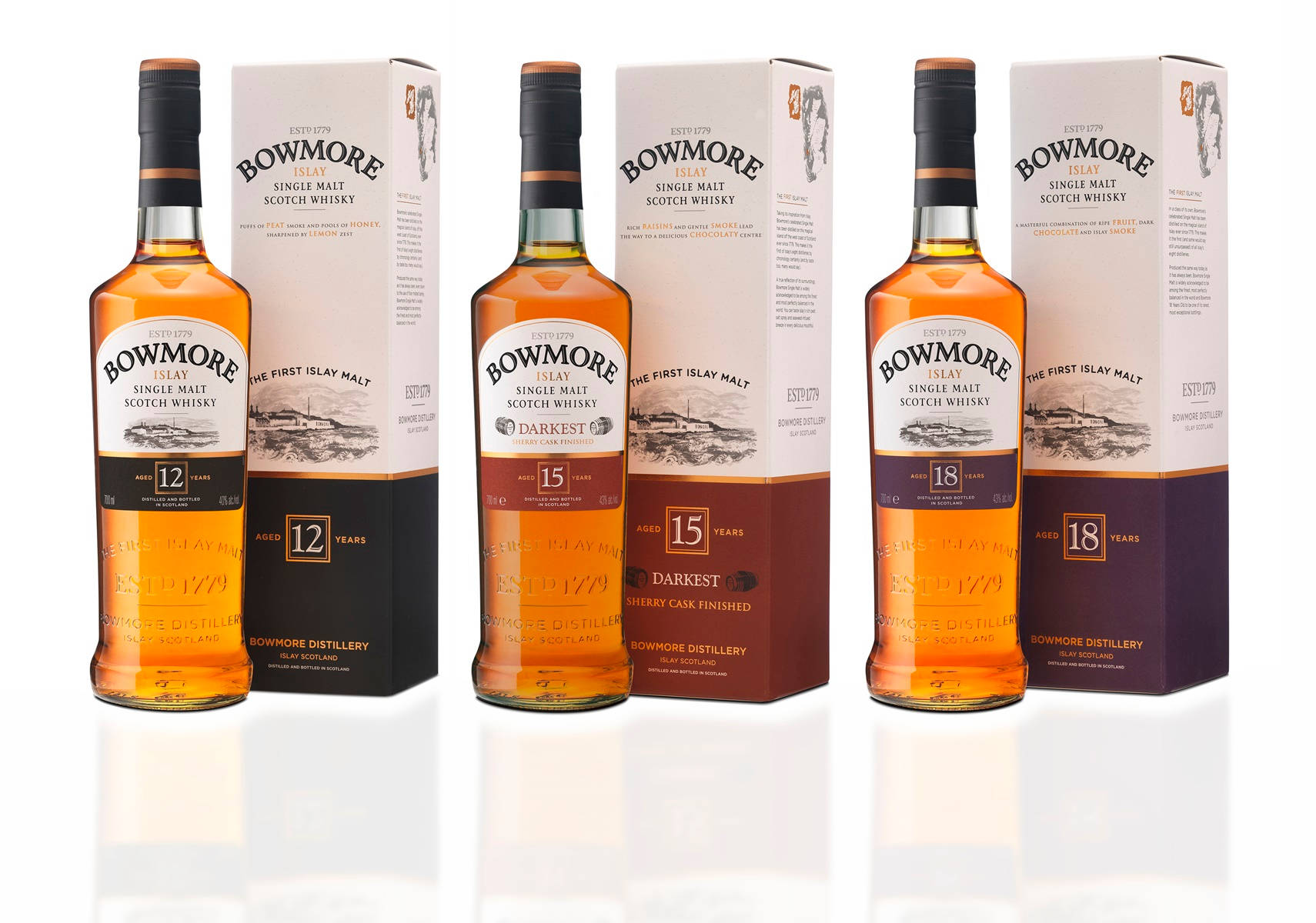 Bowmore 12, 15, 18 Year Collection Wallpaper