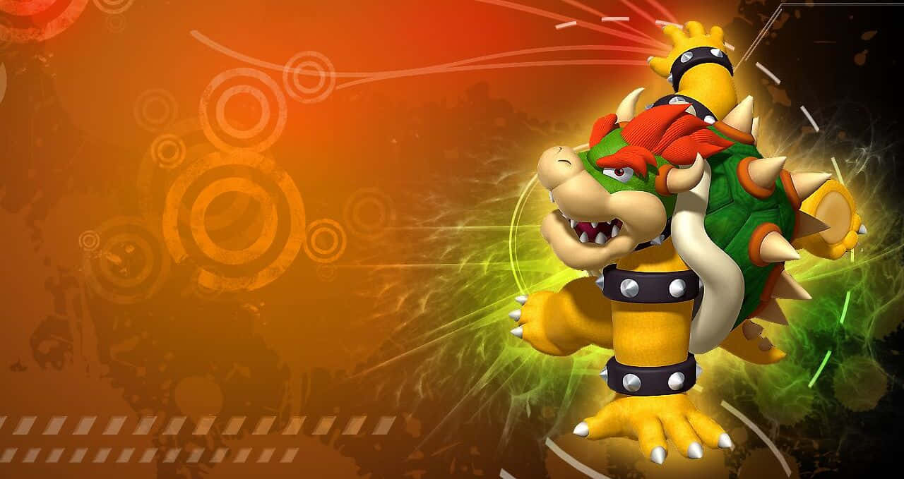 Bowser, the Fiery King of the Koopas, on a dynamic background Wallpaper