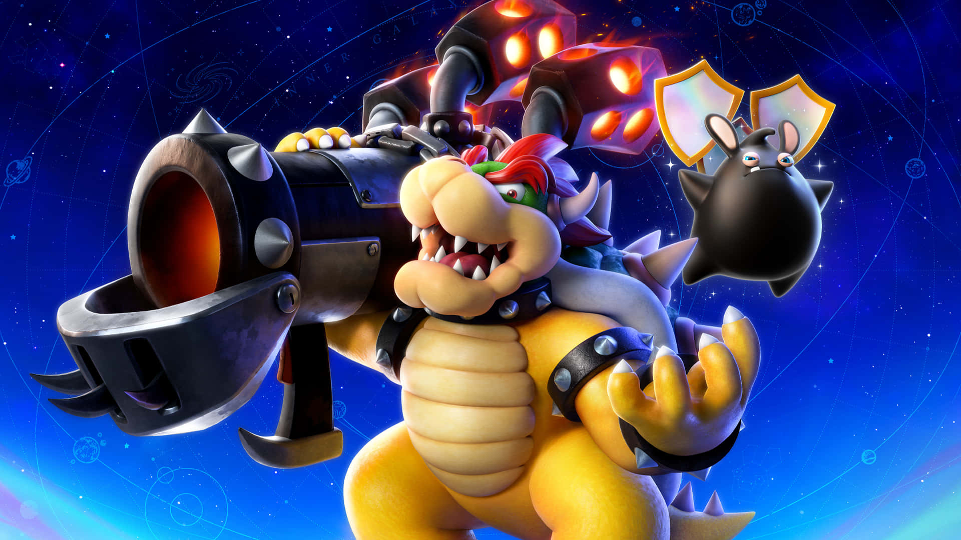 Ferocious Bowser Roaring in Victory Wallpaper