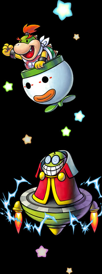 Bowser_ Jr_in_ Koopa_ Clow_ Car_and_ Flying_ Saucer PNG