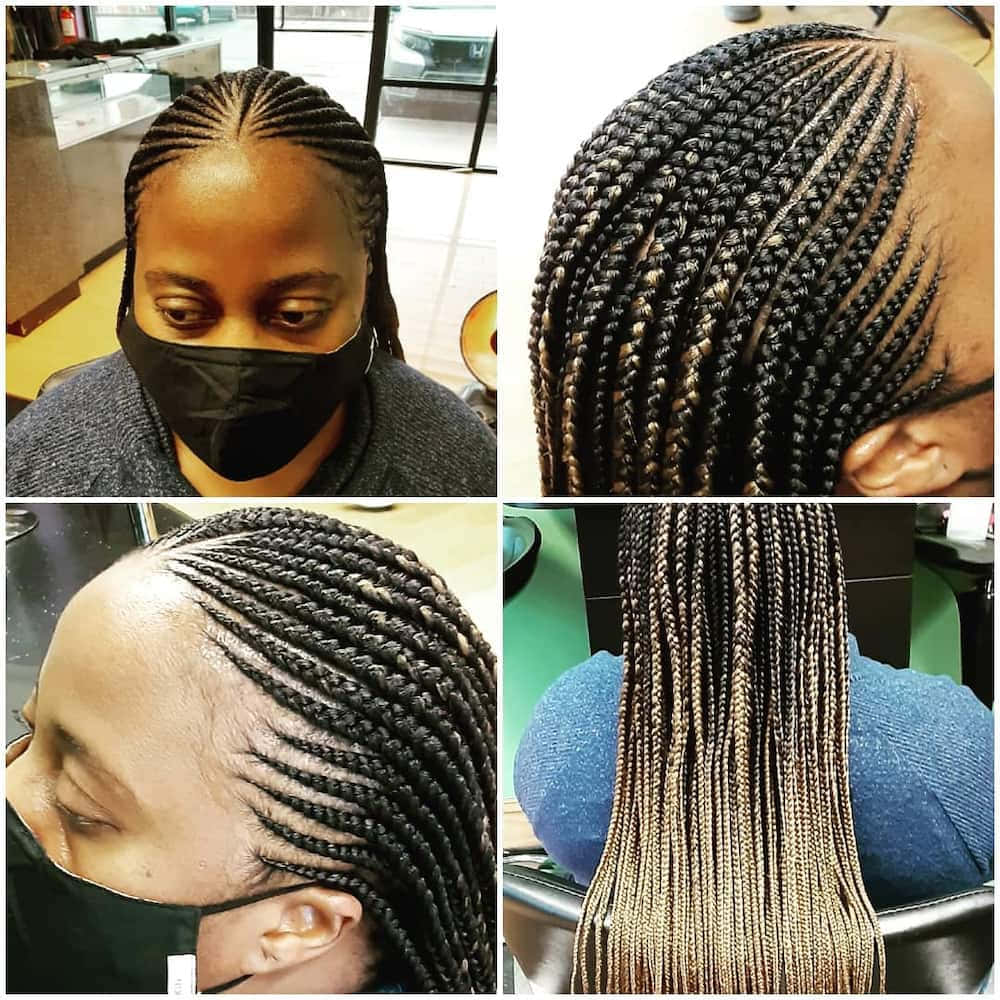 A Woman With Braids In Different Stages Of Growth