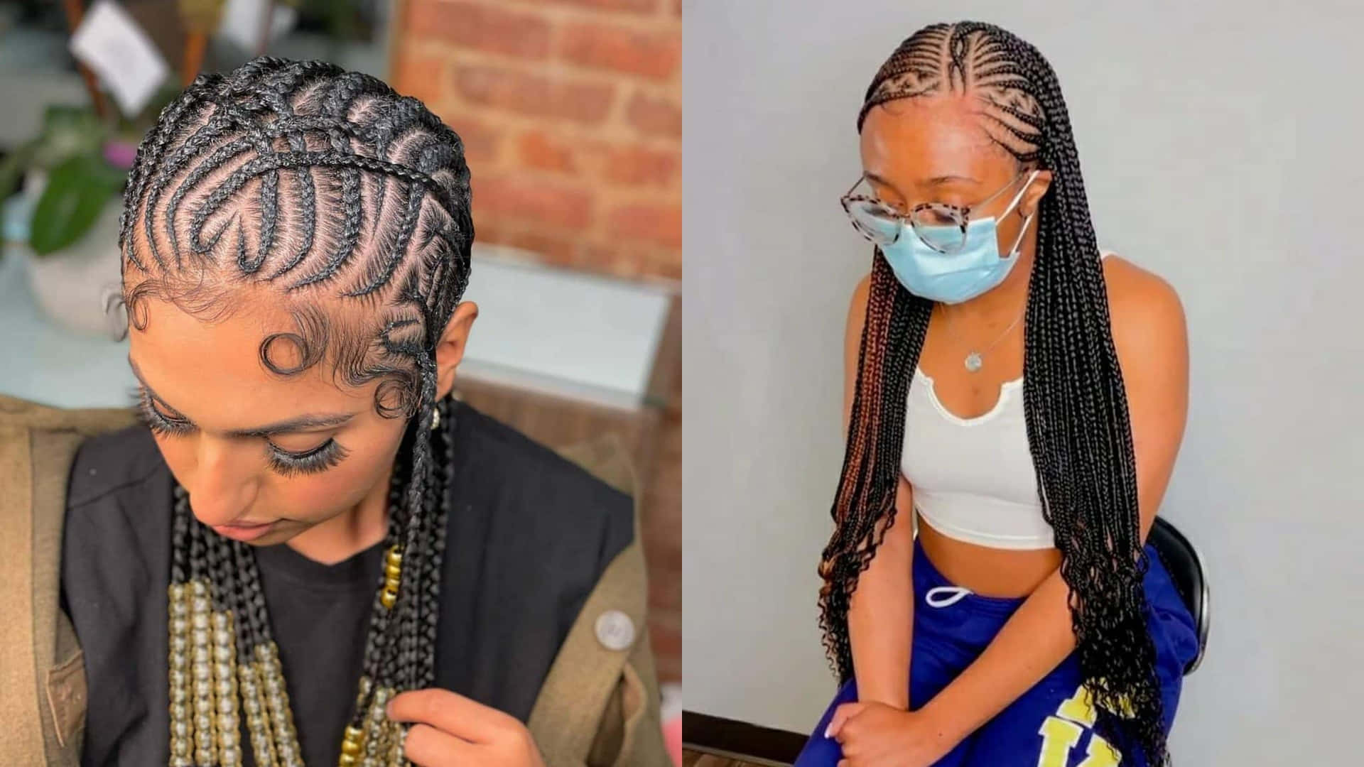 Two Pictures Of A Woman With Braids