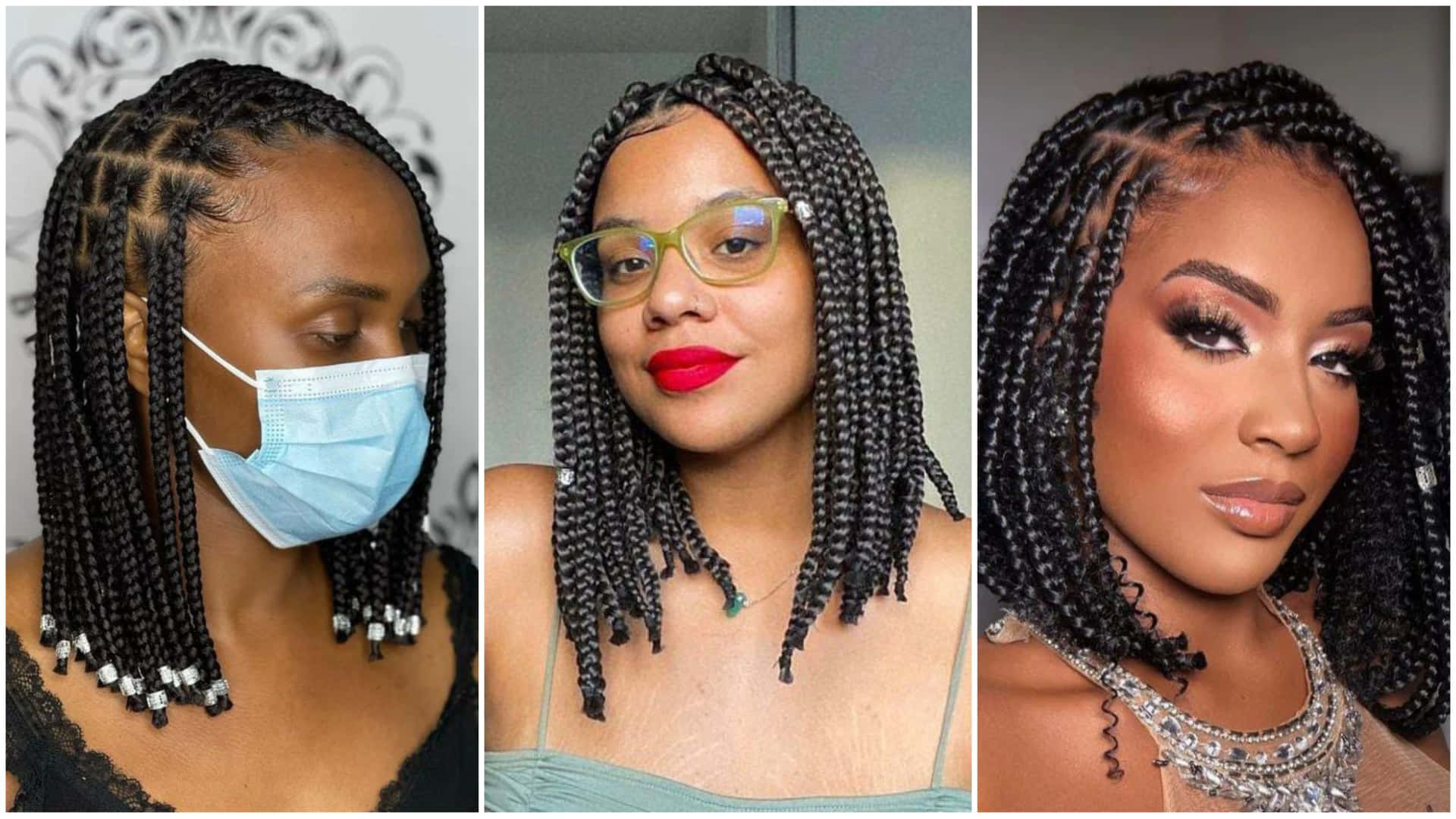 Four Pictures Of Women With Different Styles Of Braids