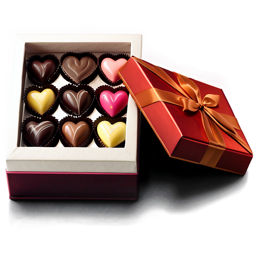 Box Of Chocolate Hearts Png 06212024 PNG