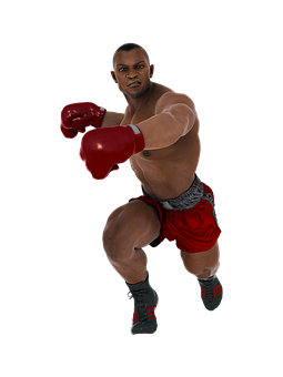 Boxer_in_ Stance_ Ready_to_ Fight PNG