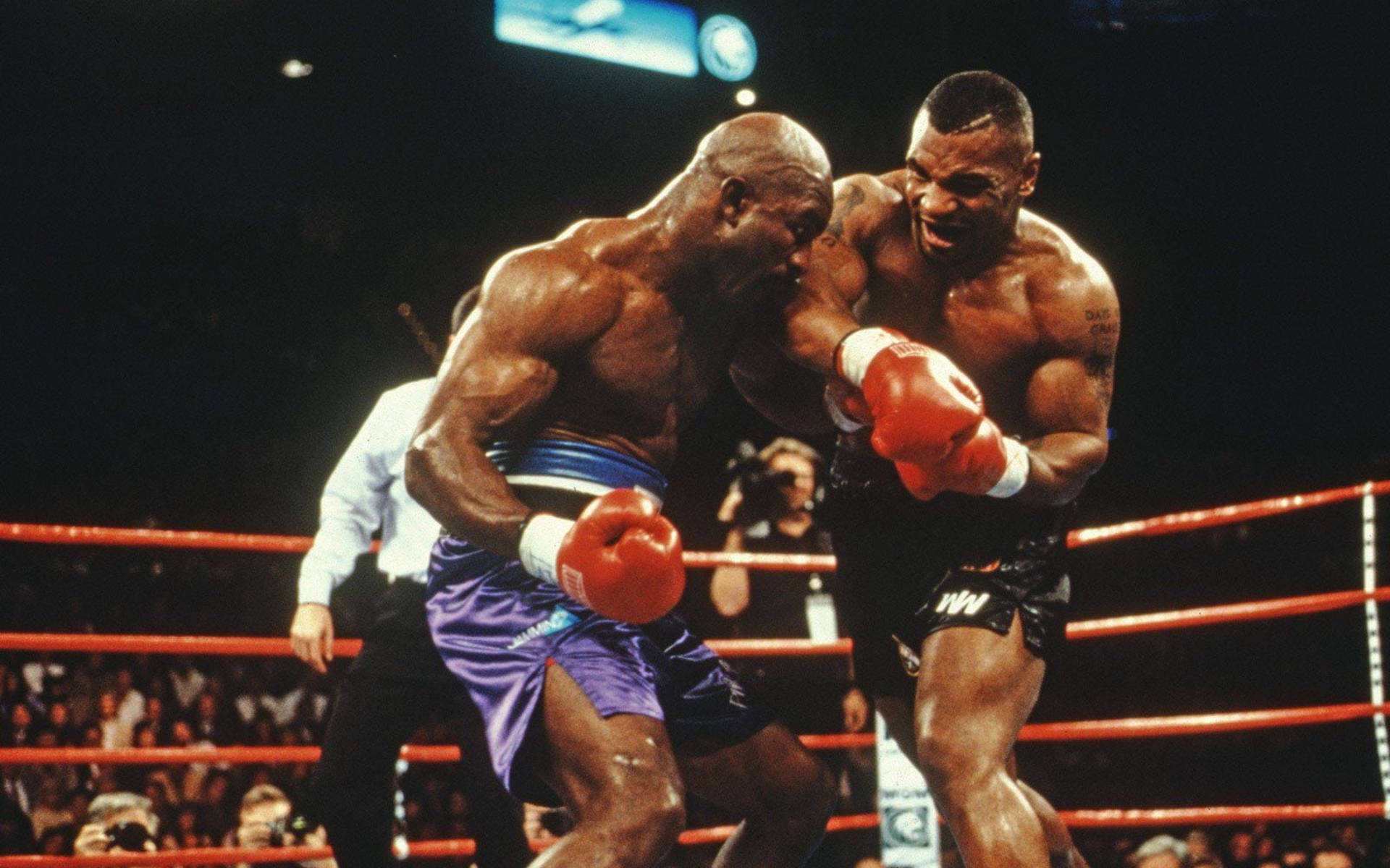Boxenzwischen Mike Tyson Und Evander Holyfield Wallpaper