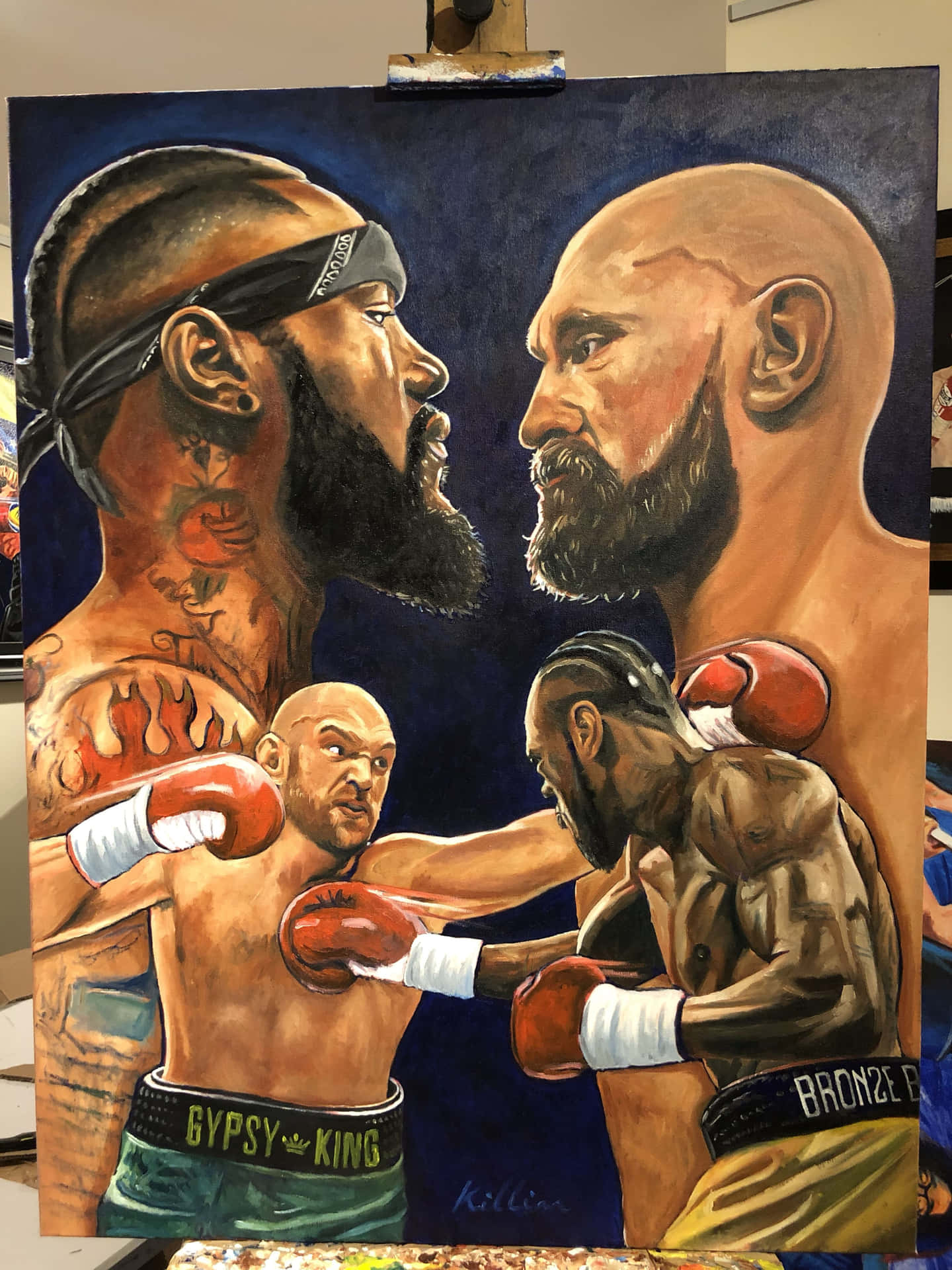 Boxing Faceoff Painting Wildervs Fury Wallpaper