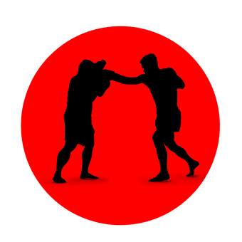 Boxing Silhouettes Red Background PNG