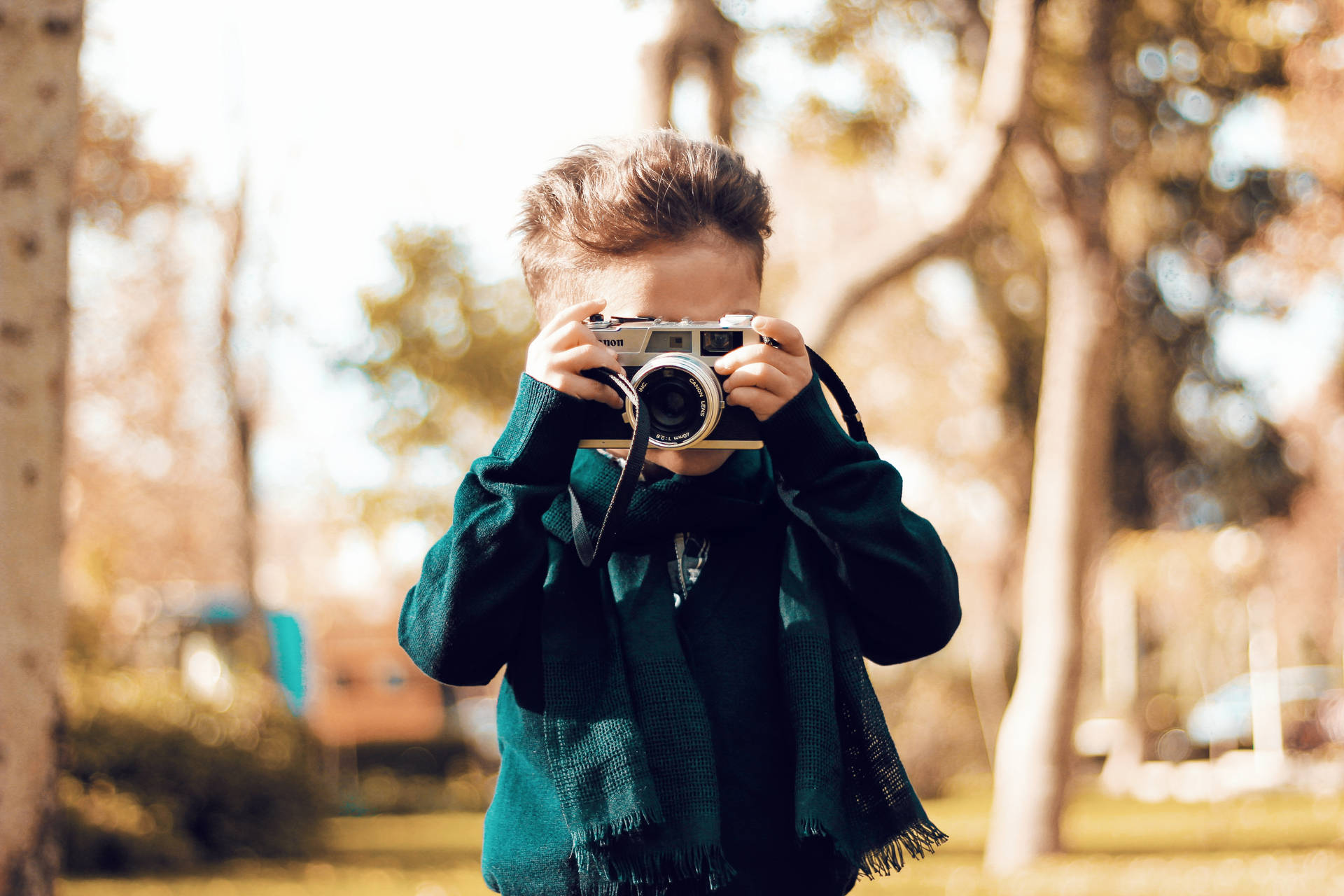 Boy And Camera Photo Wallpaper