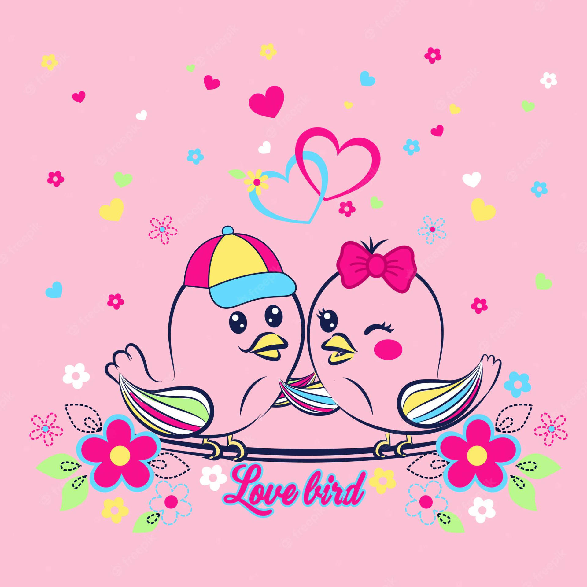 Love birds perched on a branch a tree Royalty Free Vector