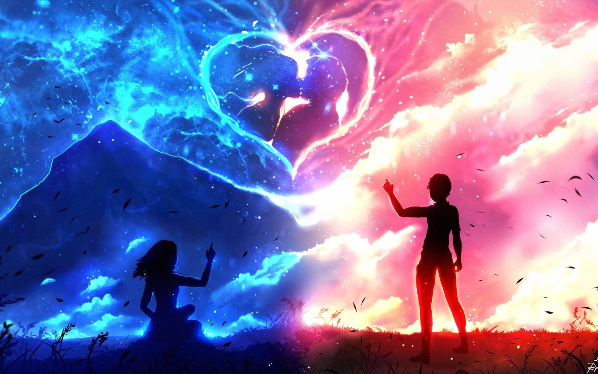 Boy And Girl Silhouettes Love Anime Wallpaper
