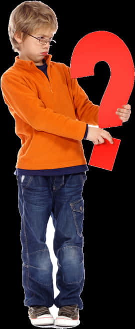 Boy Holding Question Mark PNG