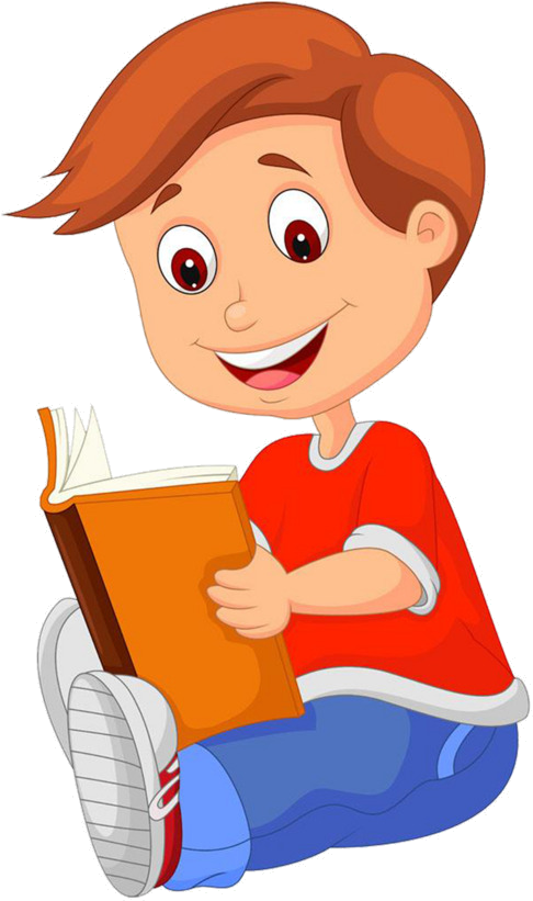 Boy Reading Book Cartoon PNG