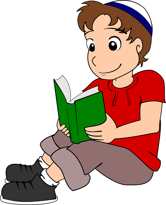 Boy Reading Book Cartoon PNG