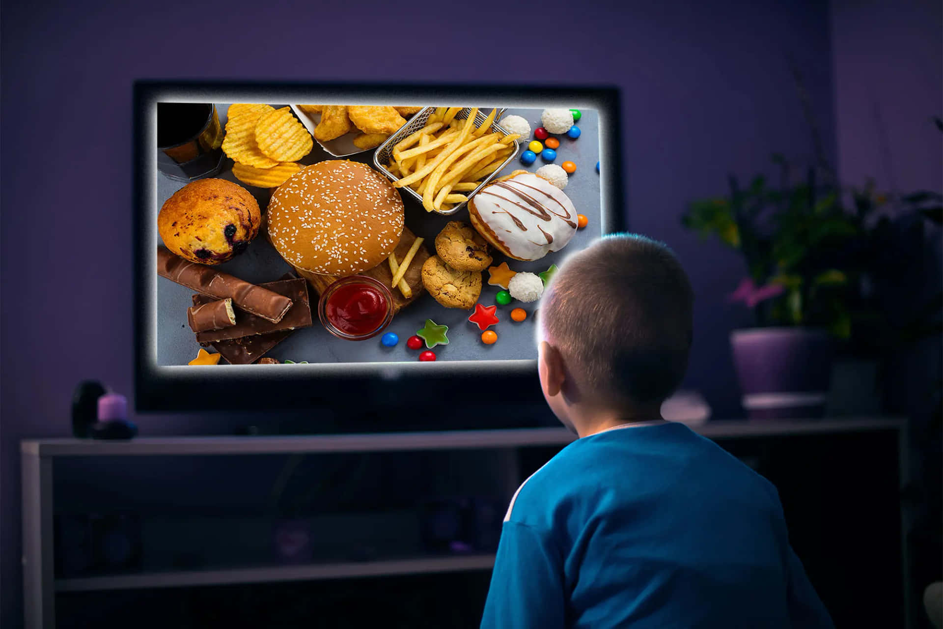 Boy Watching Fast Food Commercial Wallpaper
