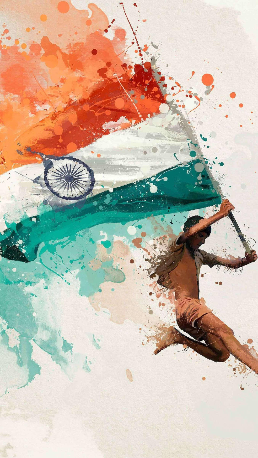 Dreng Med Indisk Flag Kunst Wallpaper