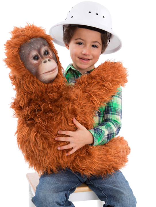 Boy With Plush Orangutan Toy PNG