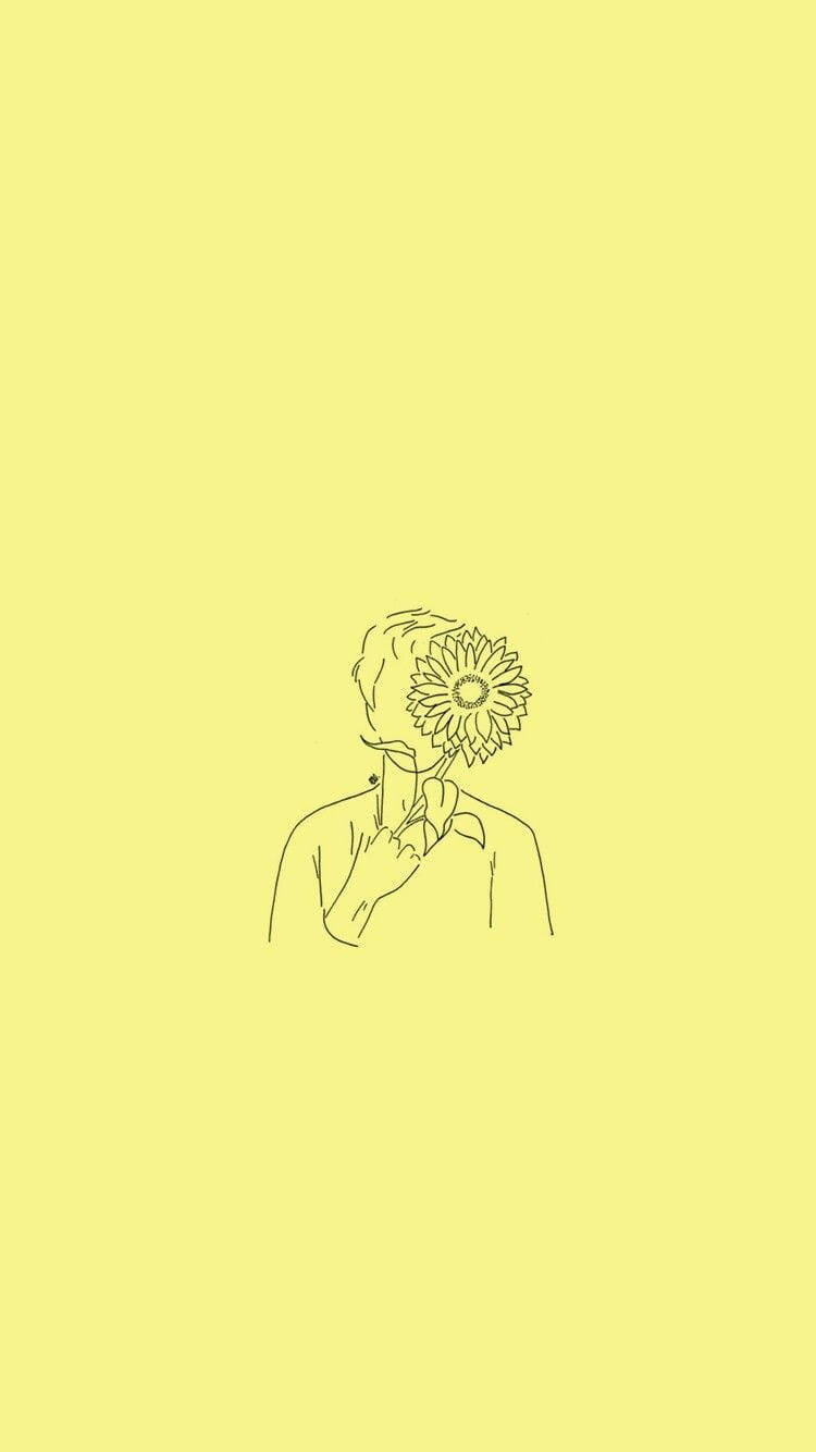Boy With Sunflower Aesthetic Sketches Wallpaper