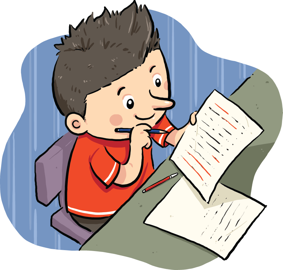Boy Writing Homework Cartoon PNG