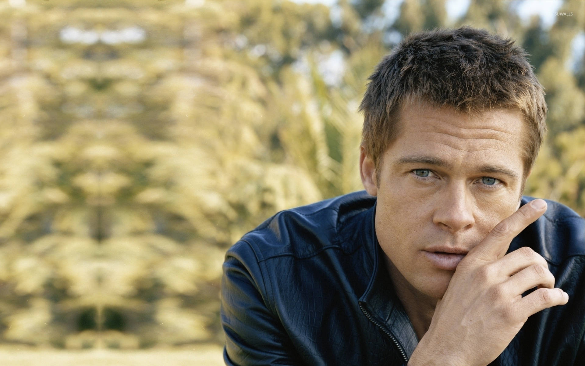 Brad Pitt's blue eyes will take your breath away Wallpaper