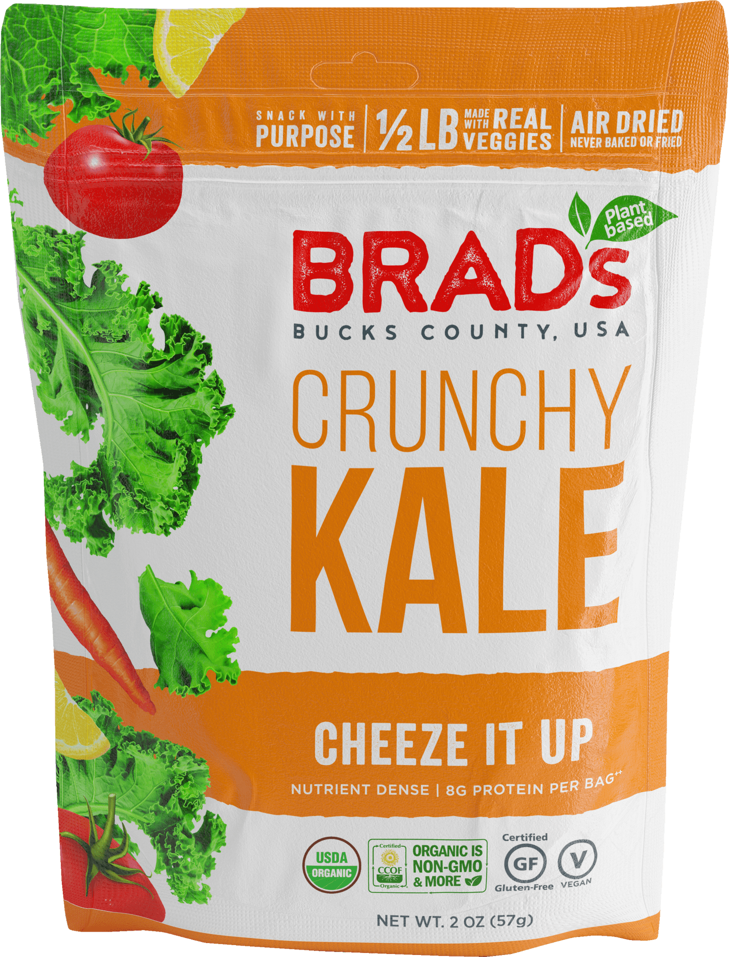 Brads Crunchy Kale Cheese Snack Package PNG