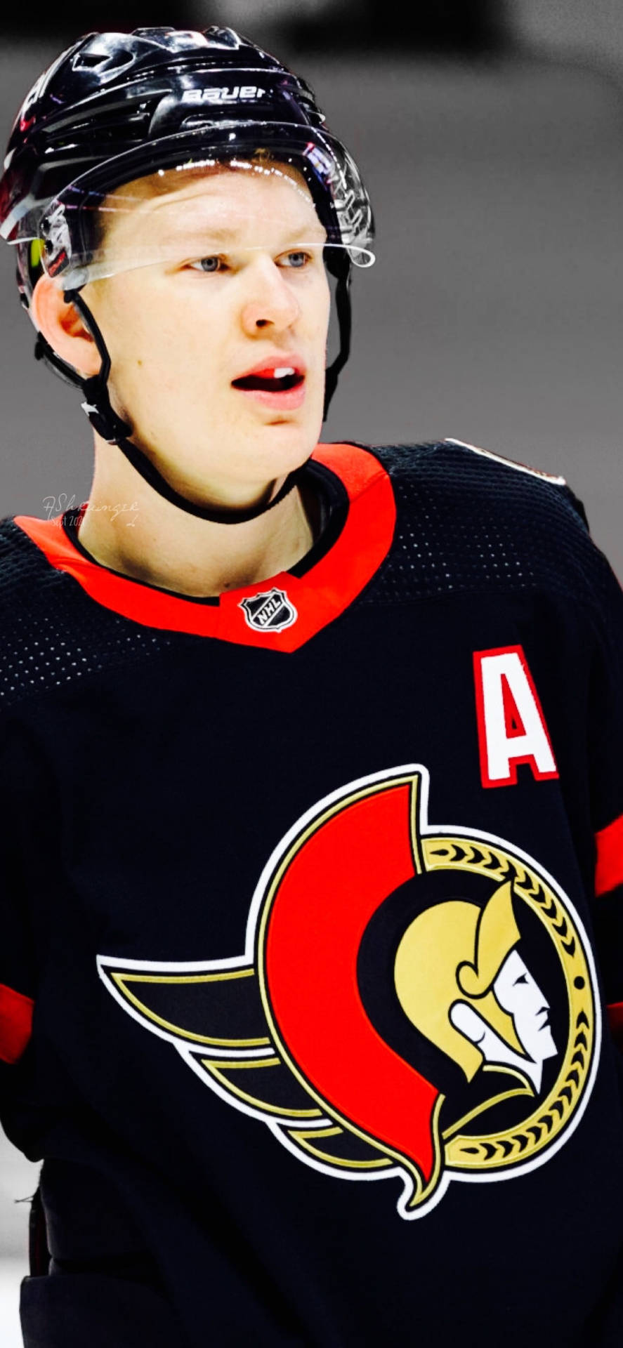 Bradytkachuk De Los Ottawa Senators En Negro. Fondo de pantalla