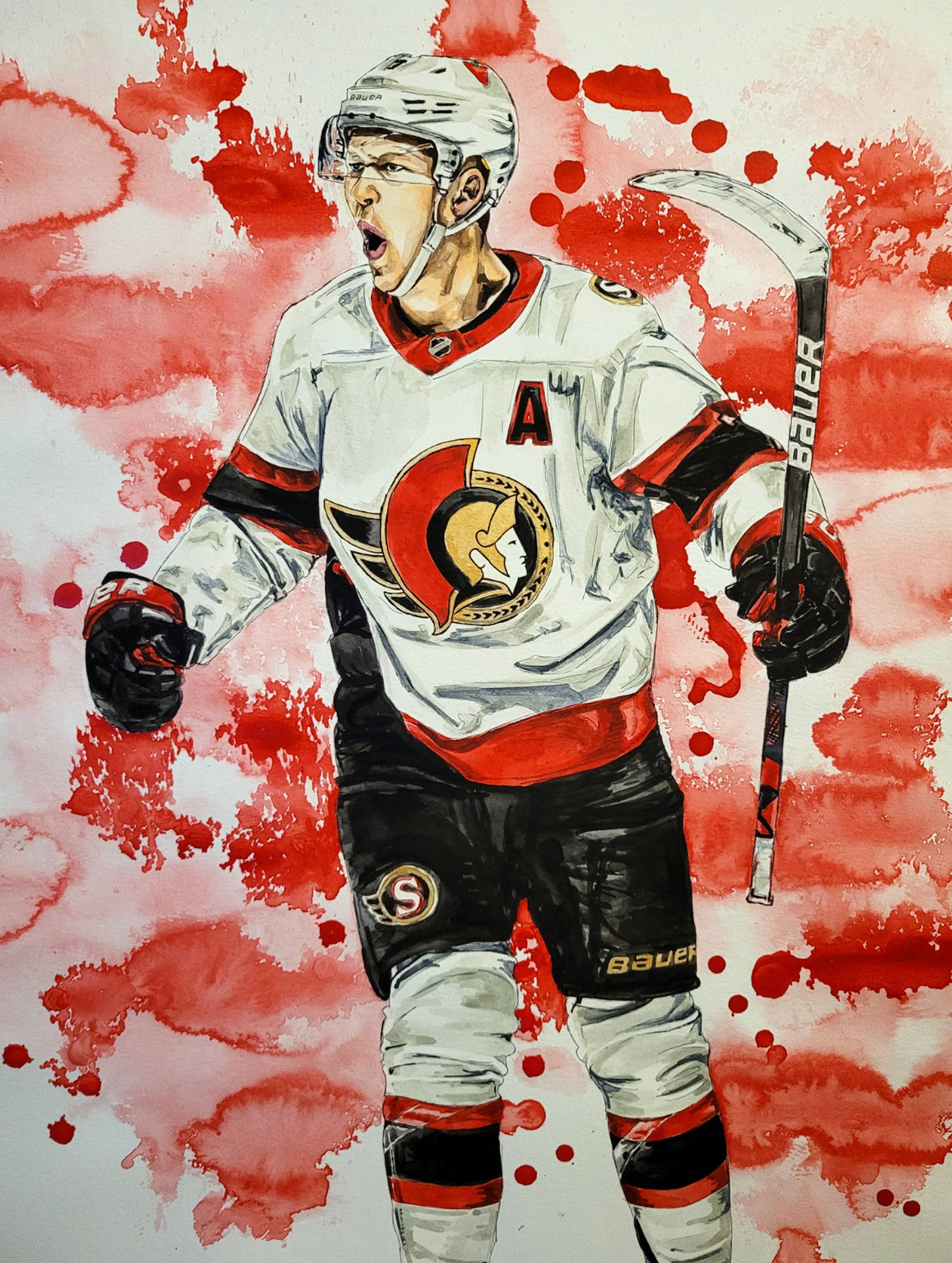 Brady Tkachuk Rød Ottawa Senators Fanart Tapet Wallpaper
