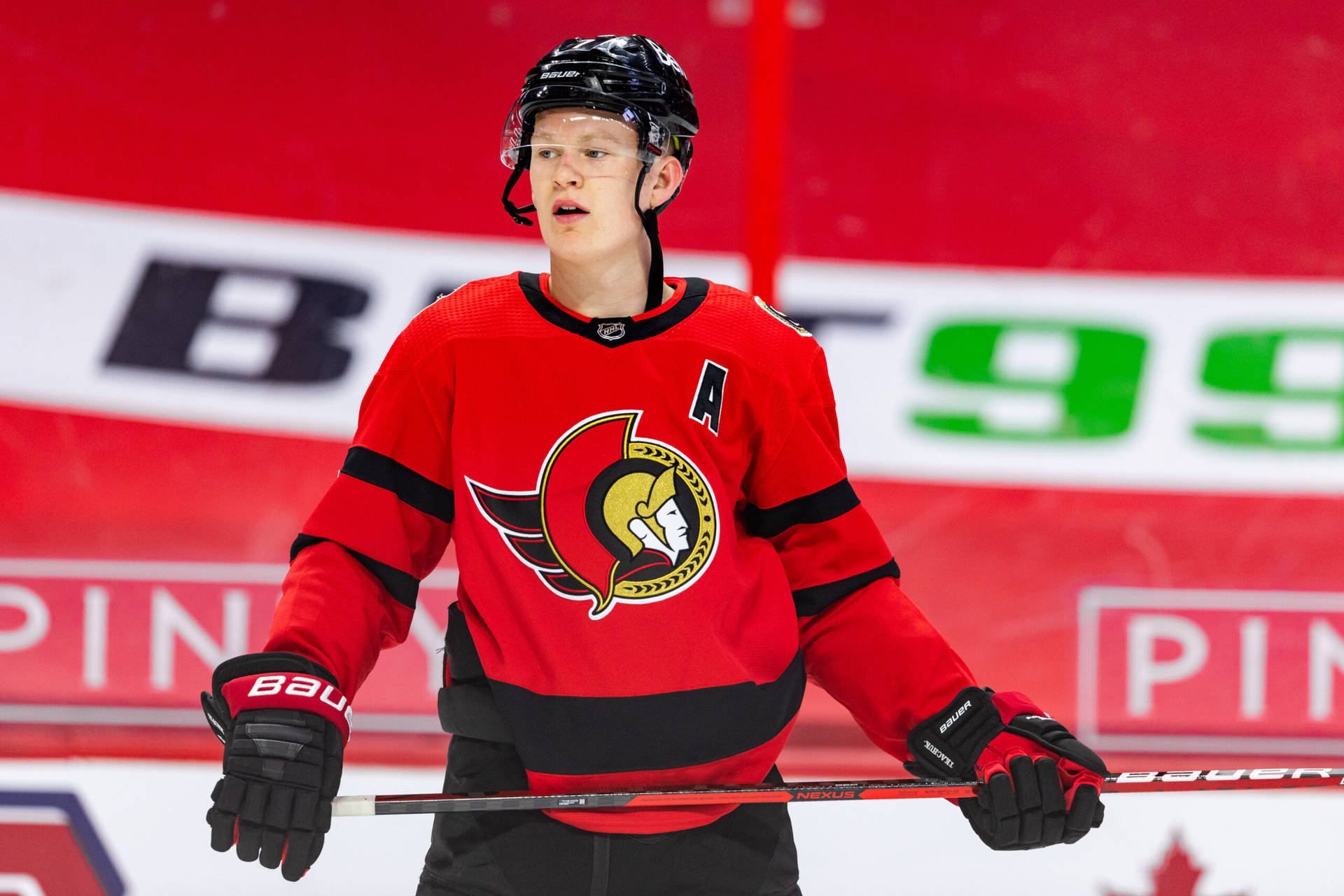 Bradytkachuk Con El Uniforme Rojo De Los Ottawa Senators. Fondo de pantalla