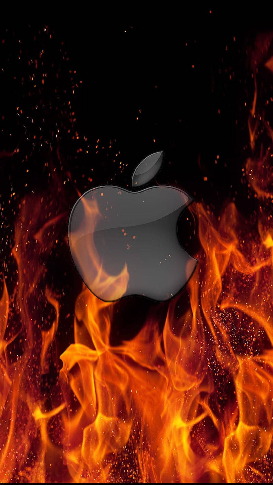 Brændende Apple Logo Iphone Wallpaper