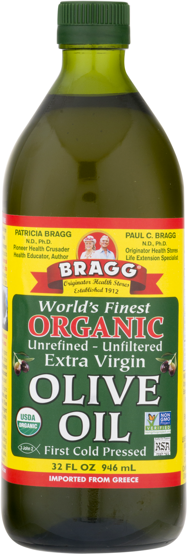 Bragg Organic Extra Virgin Olive Oil Bottle PNG