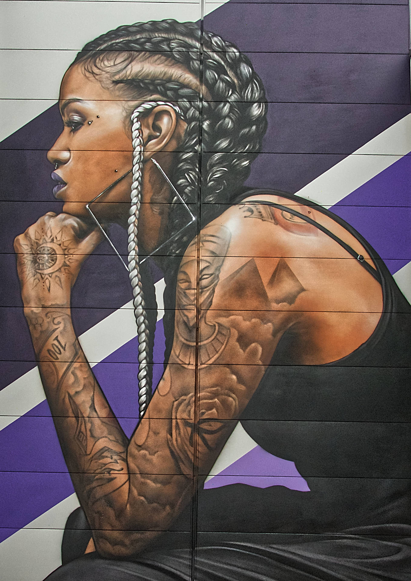 Braided Girl Tattoo Street Art Wallpaper