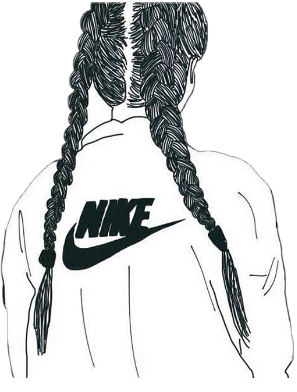 Braided Hair Nike Logo Illusion PNG