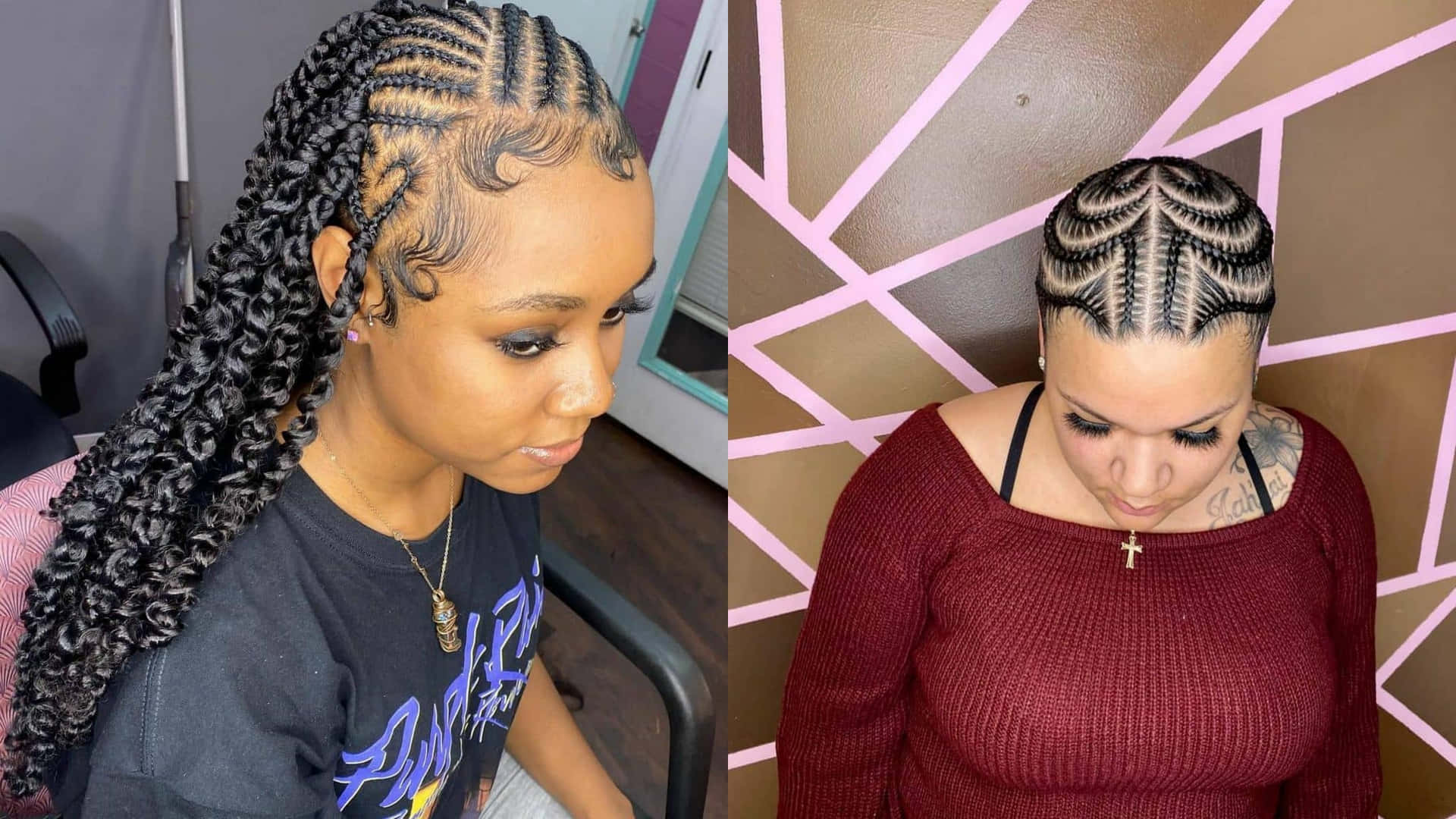 Two Pictures Of A Woman With Braids