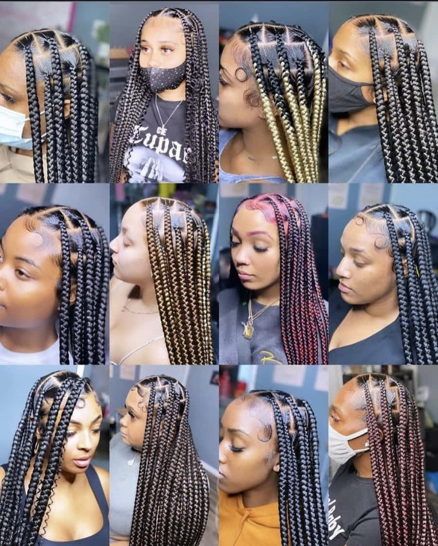 A Collage Of Pictures Of Women With Braids