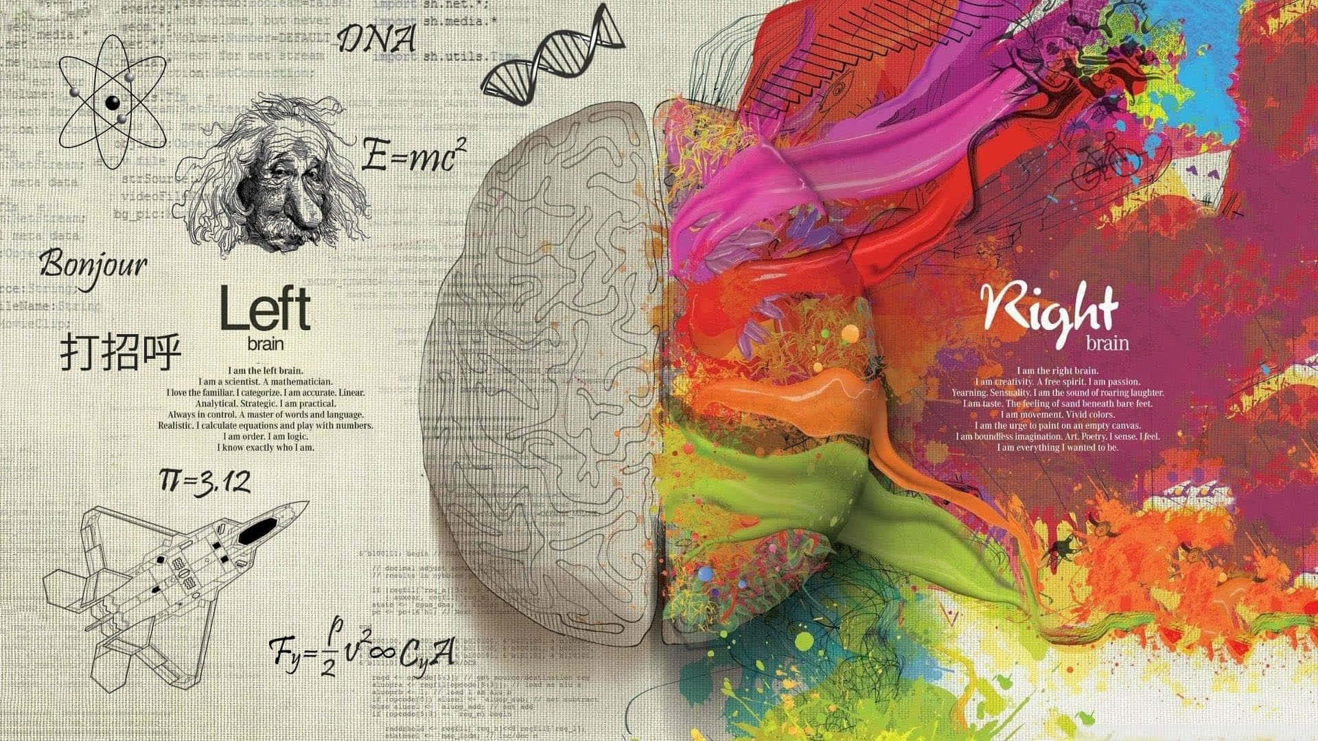 En hjerne med en farverig baggrund og en farverig hjerne Wallpaper