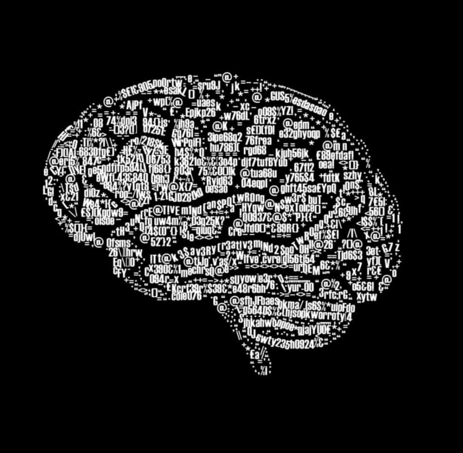 A Brain Made Of Words On A Black Background Wallpaper