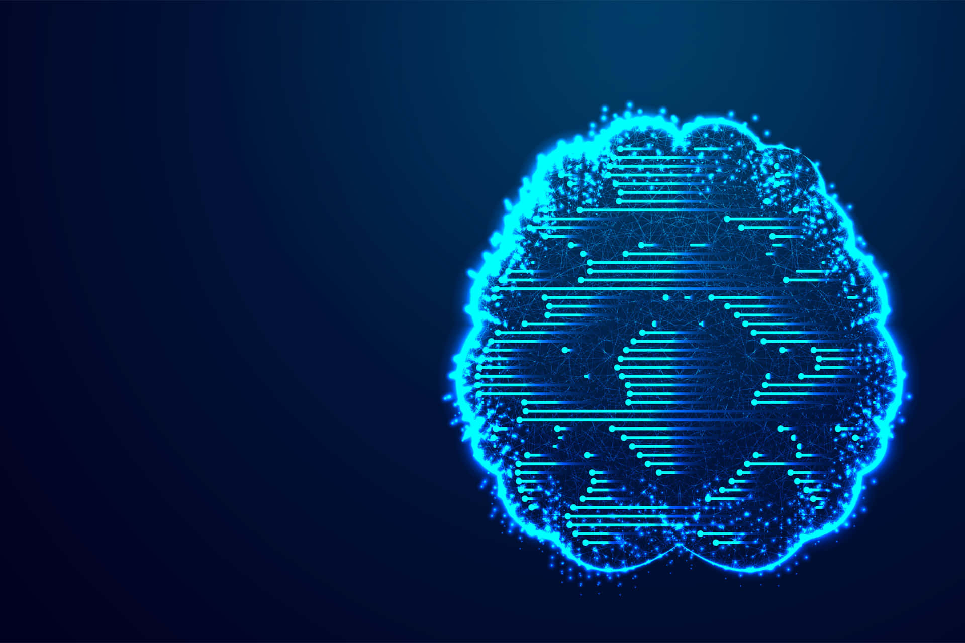 A Blue Brain On A Dark Background