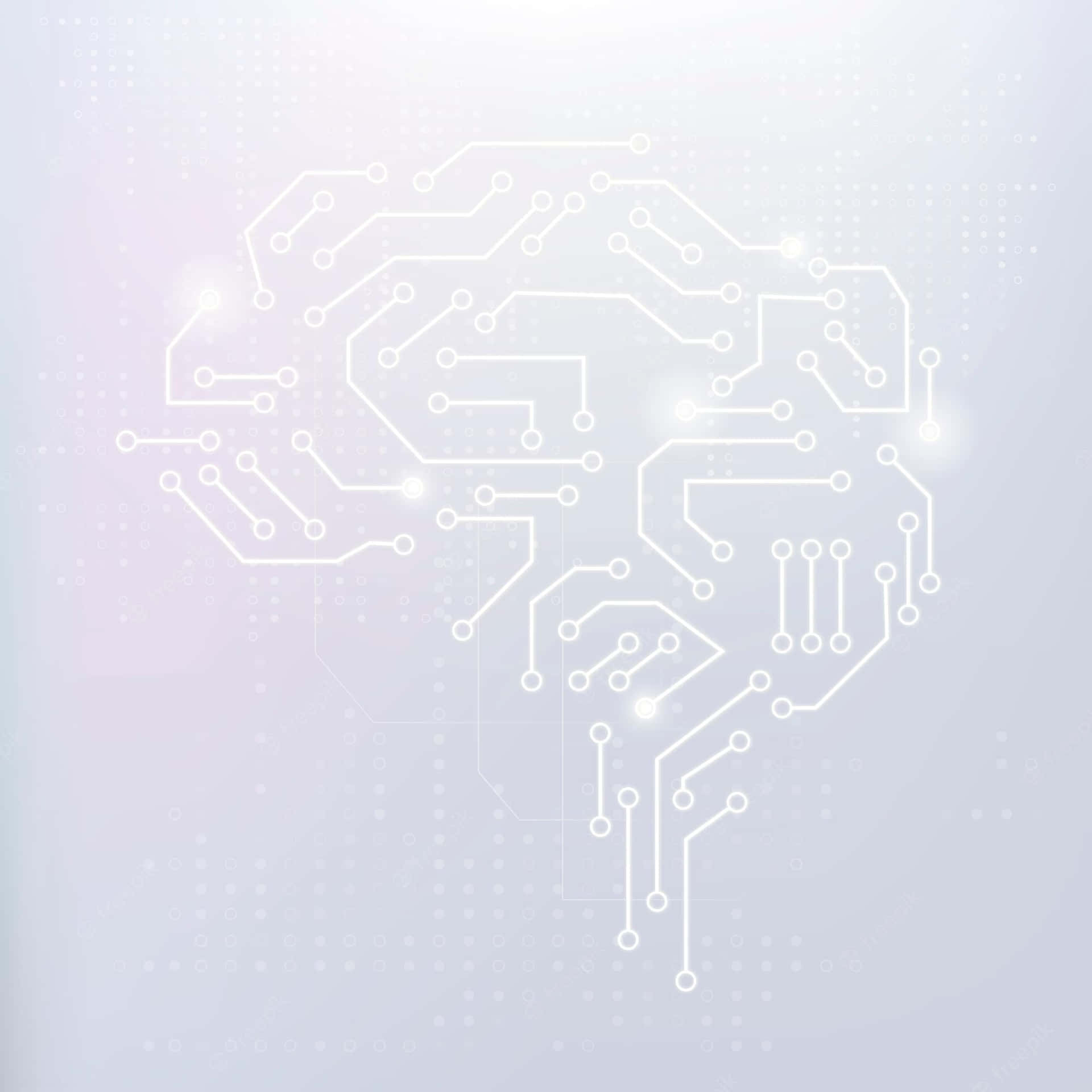 A White Brain With Circuit Board On A Gray Background
