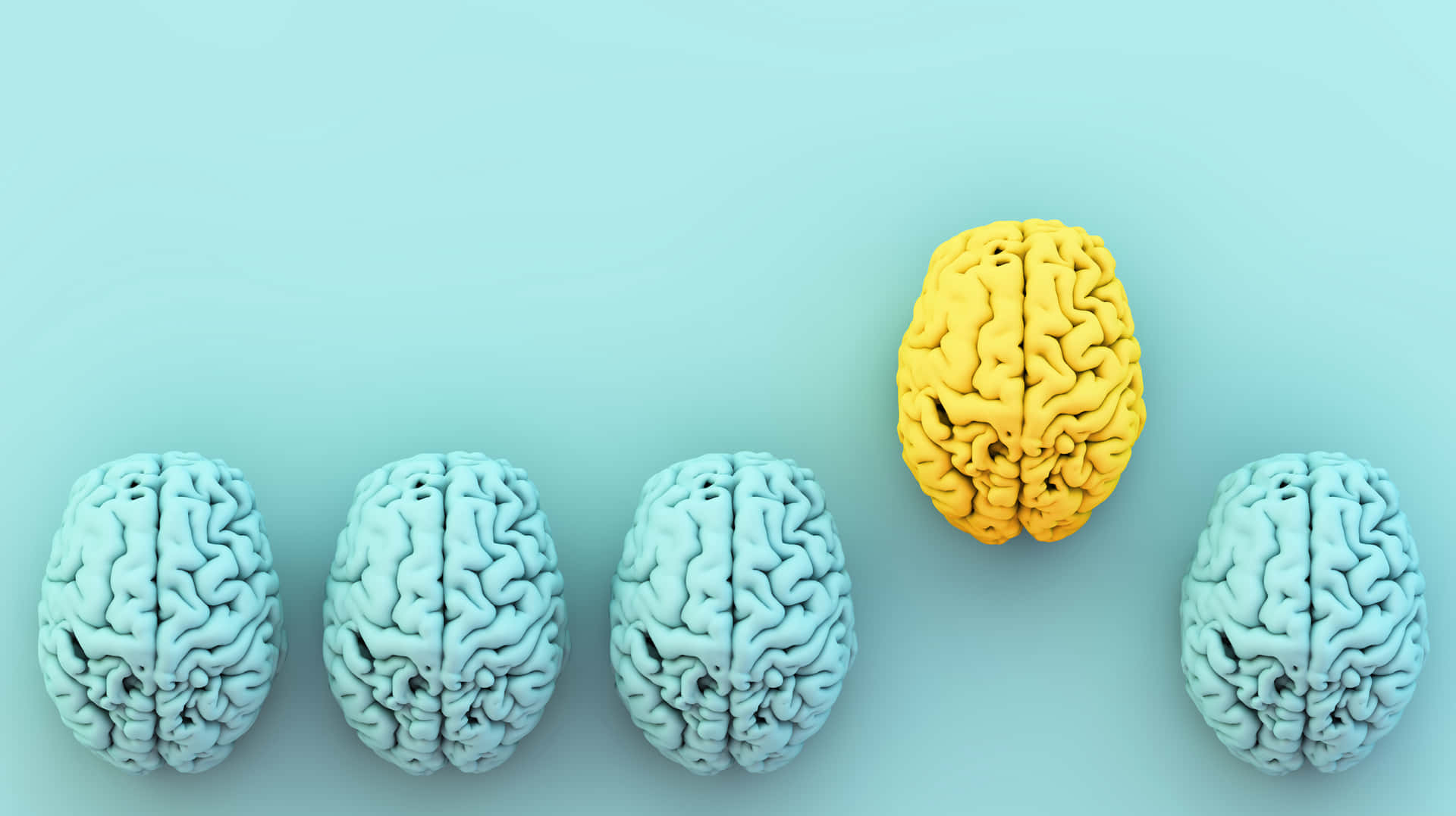 A Group Of Yellow And Blue Brains On A Blue Background