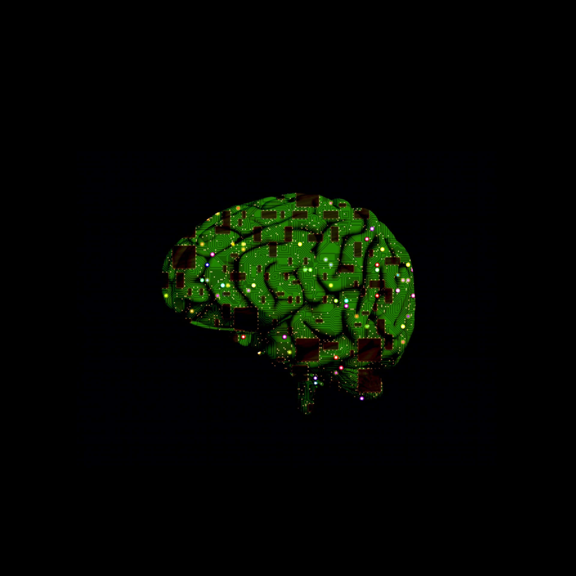 A Green Brain With Green Lights On It