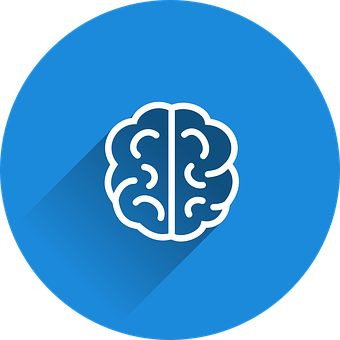Brain Icon Blue Background PNG