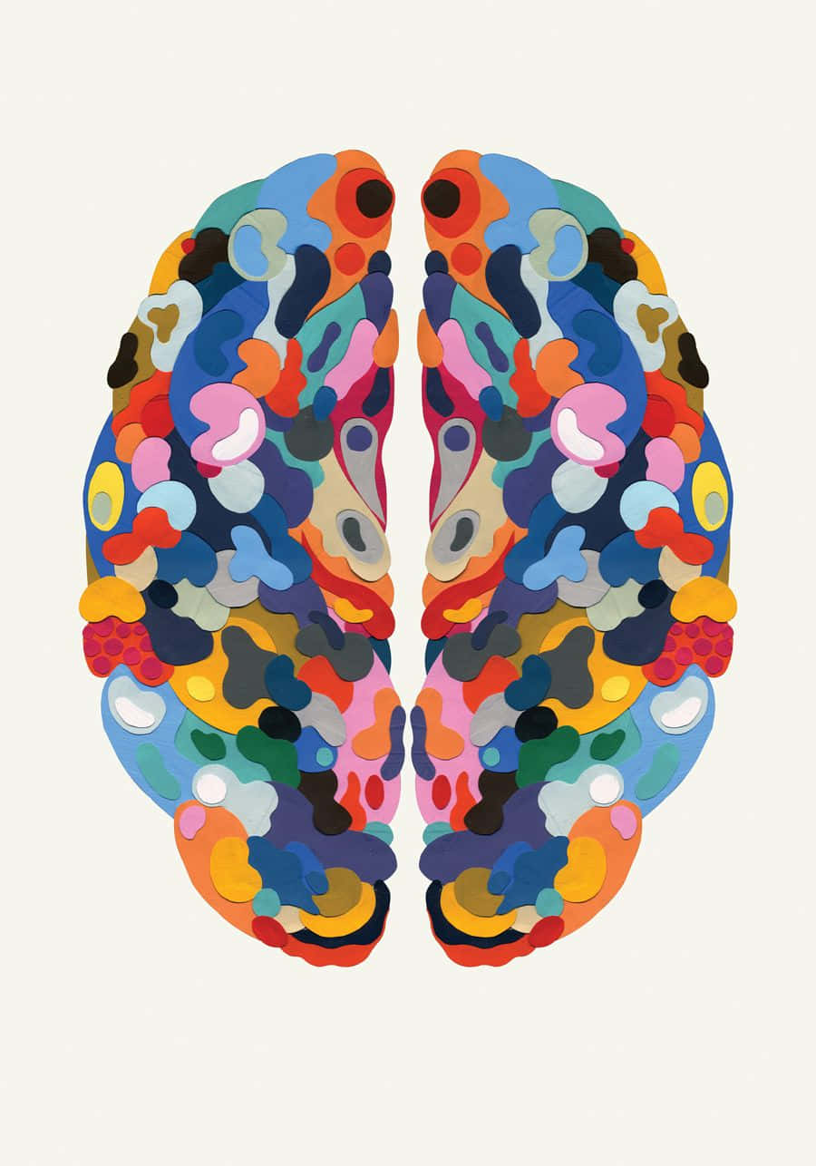 En farverig hjerne med to øjne