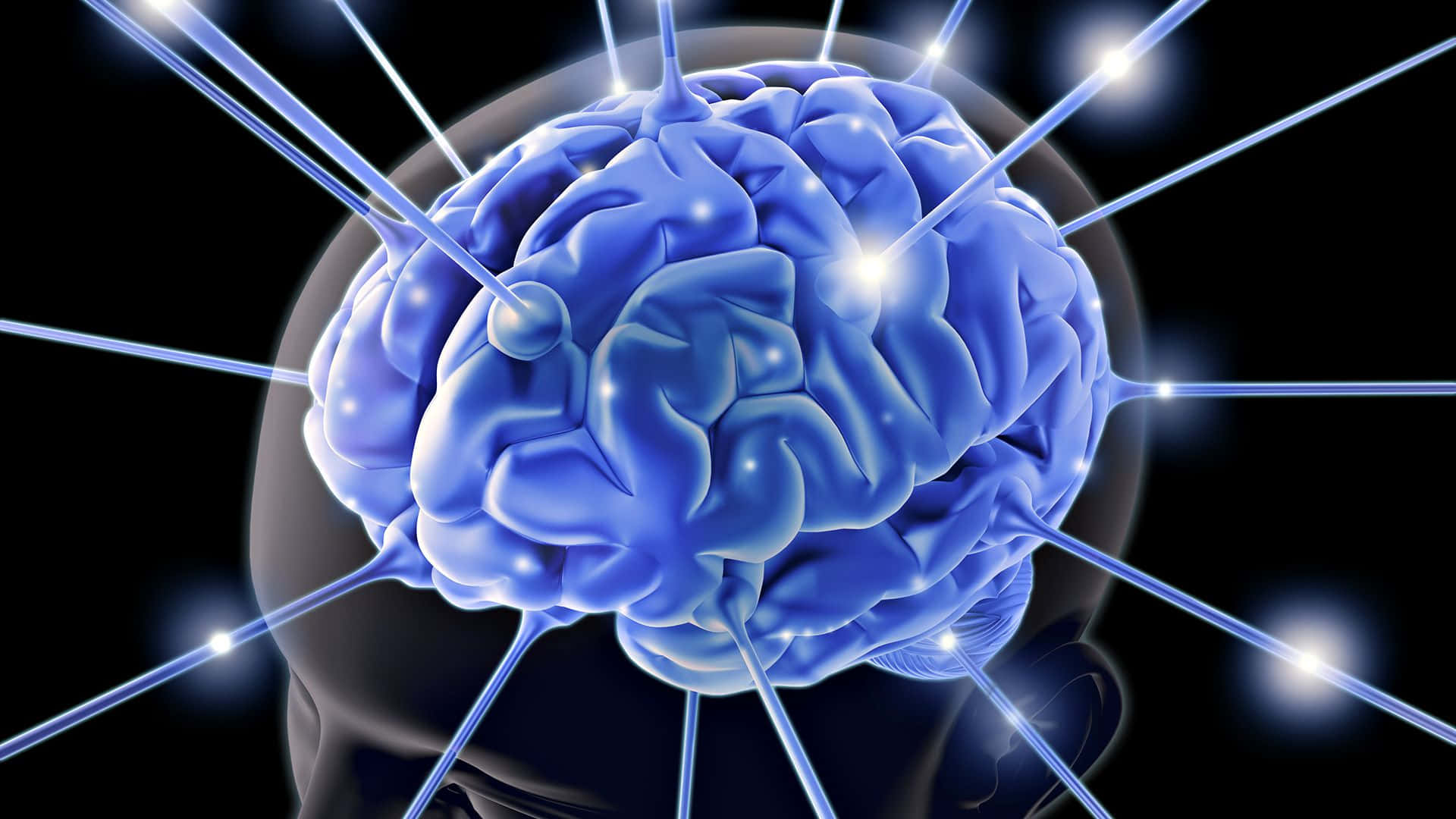 A Blue Brain With A Blue Light Coming Out Of It Wallpaper