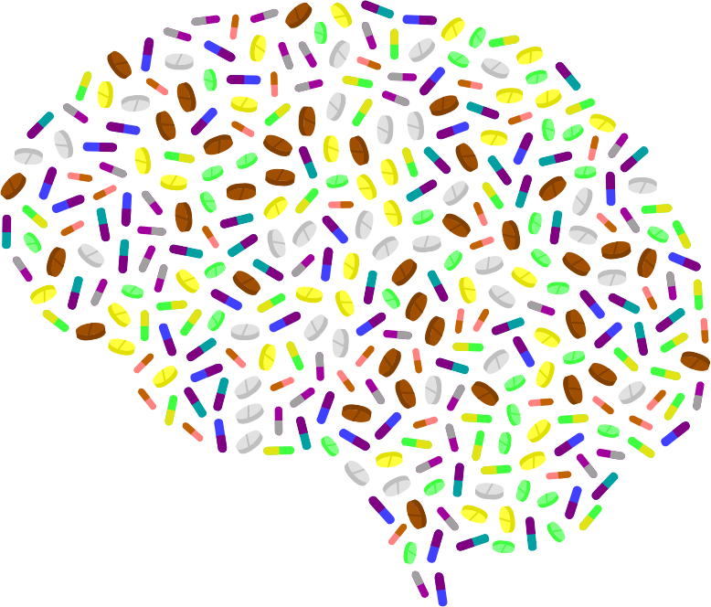 Brain Shaped Pill Mosaic PNG