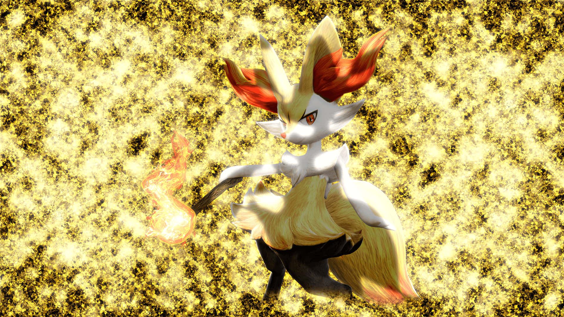 Braixen Emanating Fiery Energy In Pokemon Battle Wallpaper