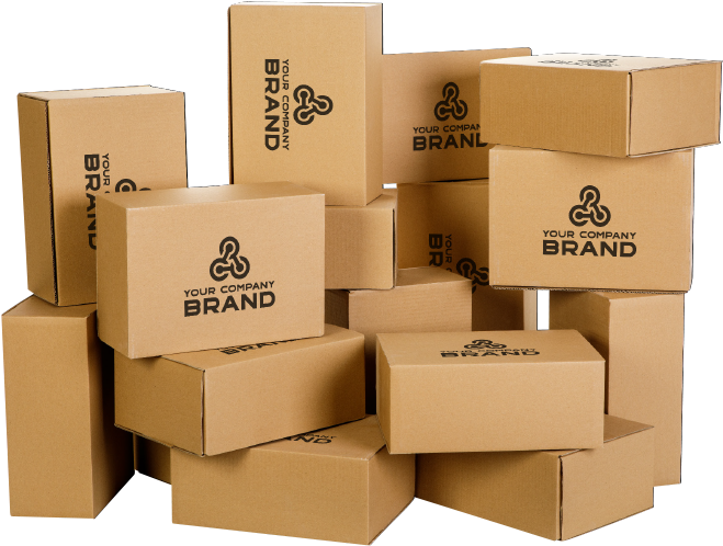 Branded Cardboard Boxes Stacked PNG