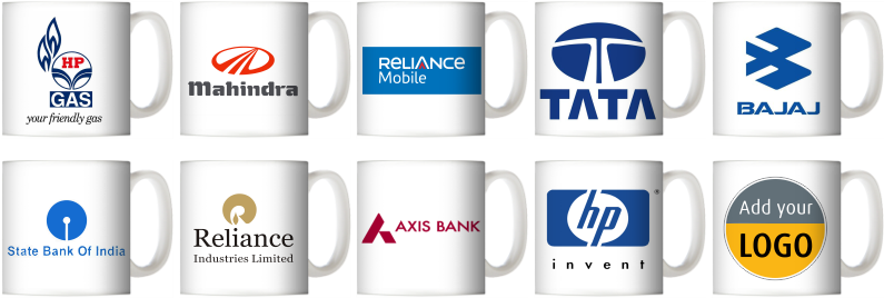 Branded Coffee Mugs Collection PNG