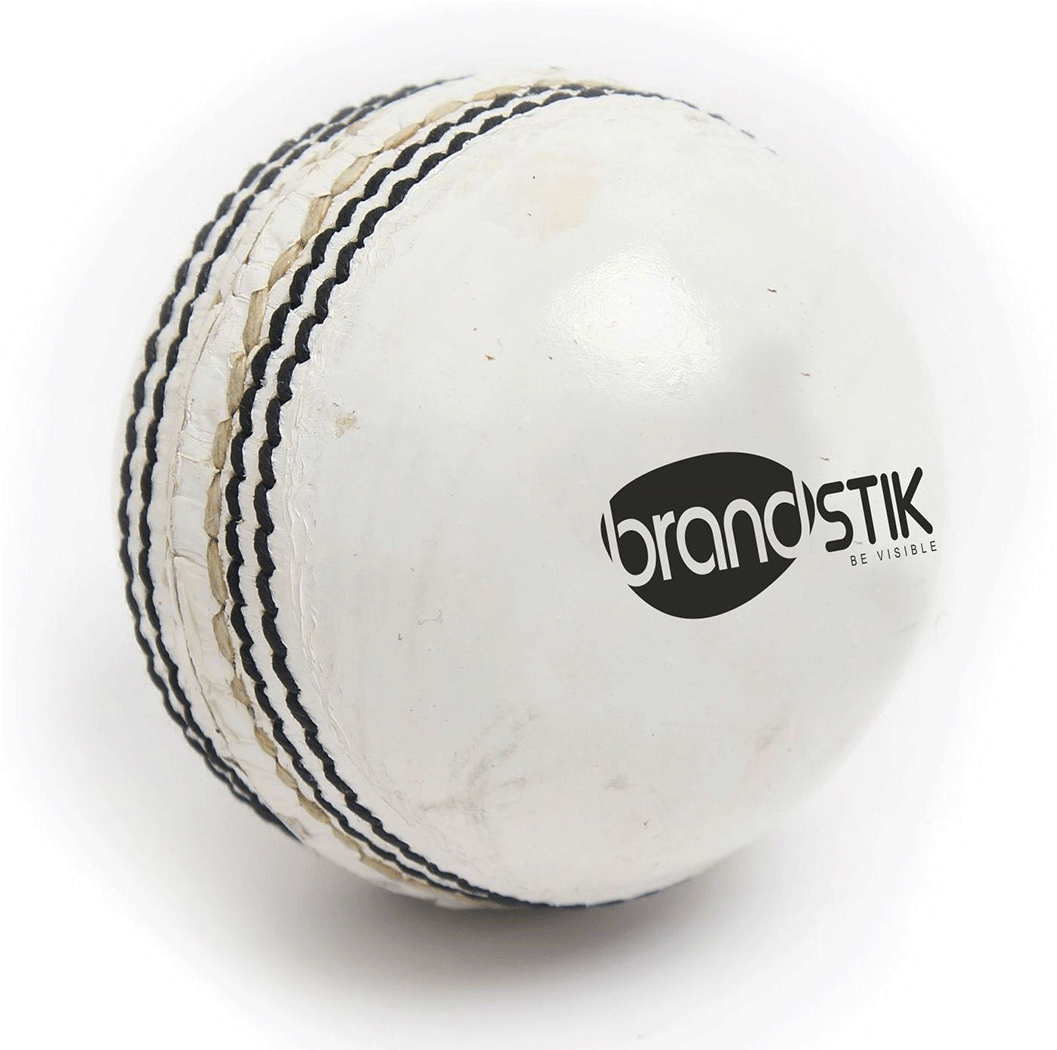 Branded Cricket Ball White PNG