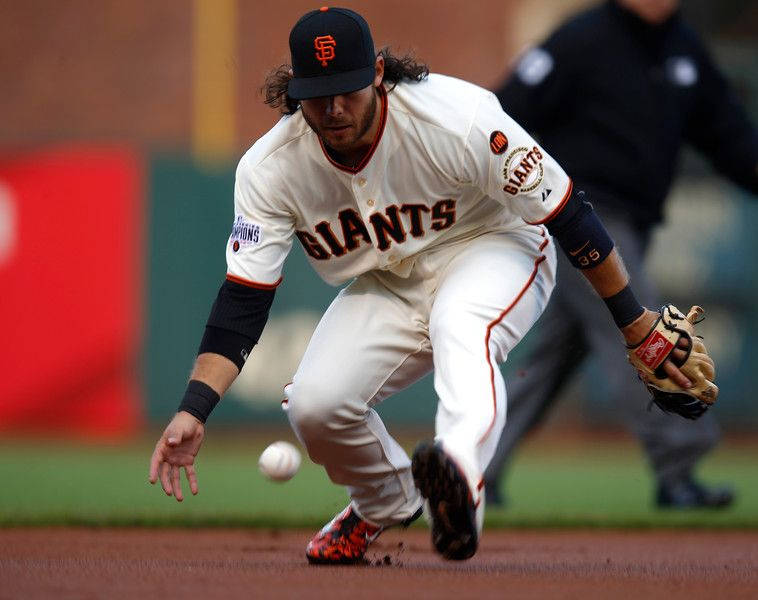 Brandon Crawford In Action On The Field Wallpaper